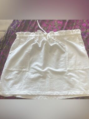 Casual White Drawstring Mini Skirt